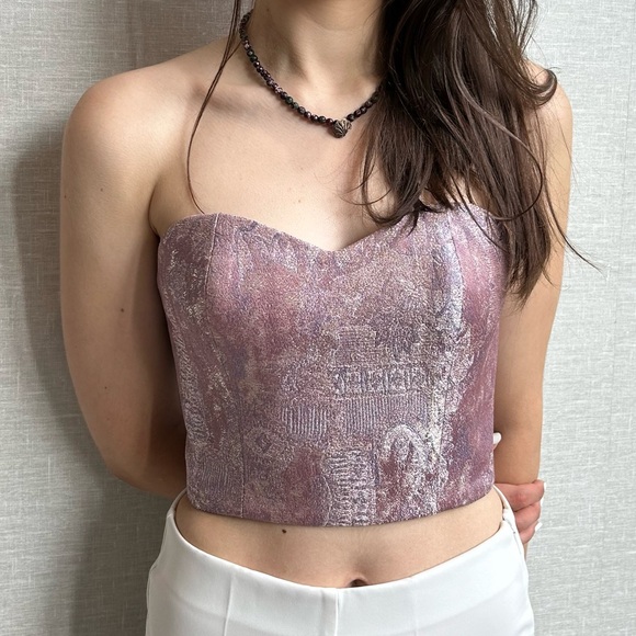 Luminous Luxe Crop Top Corset Vintage Tapestry - Picture 4 of 5